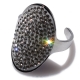Δαχτυλίδι ατσάλινο (stainless steel) οβάλ με λευκούς κρυστάλλους σε ασημί χρώμα BZ-RG-00397