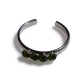 Toe ring faux bijoux brass with green crystals in silver color BZ-RG-00404 Image 3