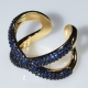 Ring faux bijoux brass design X with blue crystals in gold color BZ-RG-00445 Image 2
