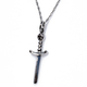 Handmade sterling silver cross 925o sword with silver chain and cord with platinum plating IJ-090015A Image 2