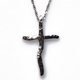 Χειροποίητος ασημένιος σταυρός 925ο σφυρήλατος με αλυσίδα και κορδόνι σε ασημί επιμετάλλωση IJ-090018A