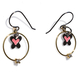 Handmade sterling silver earrings 925o hoops butterflies hearts with gold and silver plating and pink enamel and white zirconia IJ-020130 Image 3