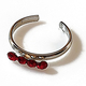 Toe ring faux bijoux brass with red crystals in silver color BZ-RG-00403