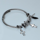 Bracelet faux bijoux brass cross with multi color crystals in silver color BZ-BR-00506 Image 3