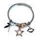 Bracelet faux bijoux brass star lips with multi color crystals in silver color BZ-BR-00507