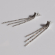 Earrings faux bijoux brass long three rows with white crystals in silver color BZ-ER-00721 Image 3