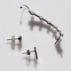 Earrings stainless steel (set of three) that hug the ear crosses ear climbers with white crystals in silver color BZ-ER-00729 Image 2