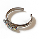 Toe ring faux bijoux brass with iridescent crystals in silver color BZ-RG-00475